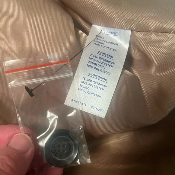 NWOT Rachel Roy Grosgrain Trim Tan Trench Coat Red/Black Ribbon Accents Sz Small - Picture 8 of 8